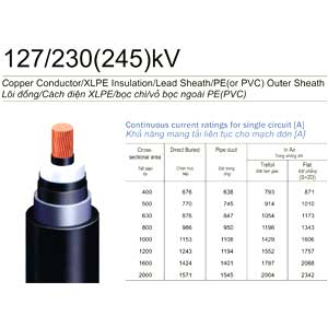 Cáp Ngầm cách điện XLPE-245kV 