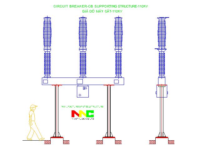 Trụ đỡ máy cắt 110Kv Thép H