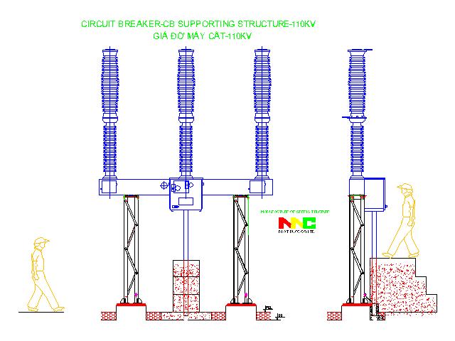 Trụ đỡ máy cắt 110Kv Thép V