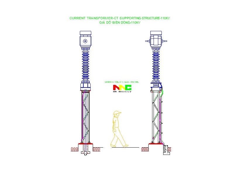 Trụ đỡ biến dòng điện 110Kv Thép V