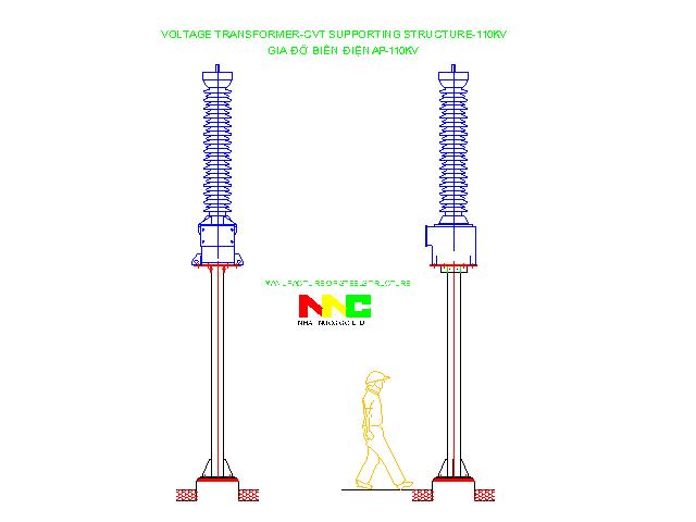 Trụ đỡ biến điện áp 110Kv Thép H