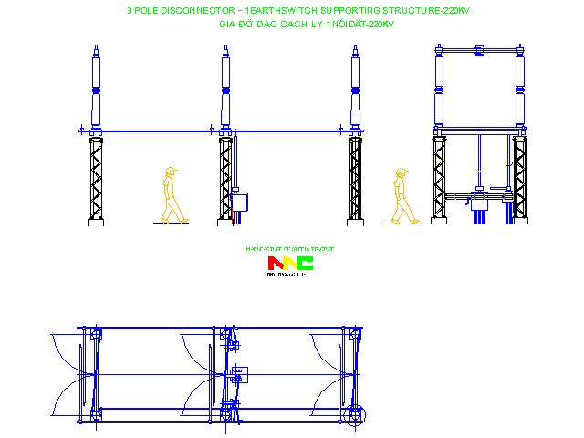 Trụ đỡ giao cách ly 1 nối đất
