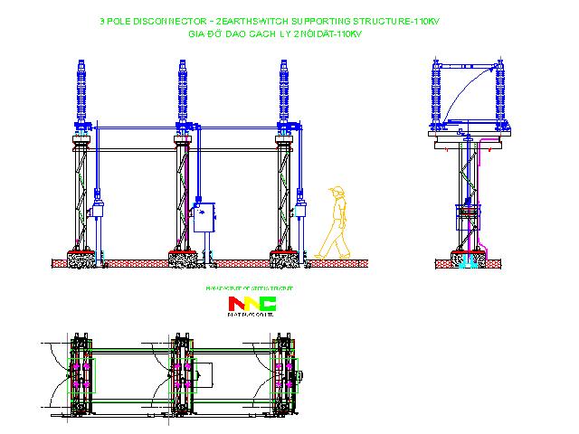Trụ đỡ Dao cách ly 3 pha110Kv Thép V
