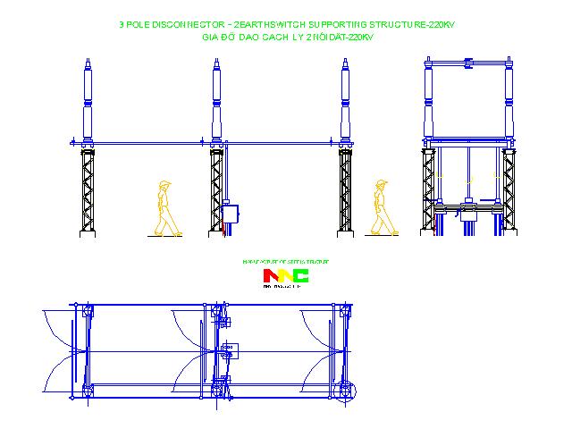 Trụ đỡ giao cách ly 2 nối đất 