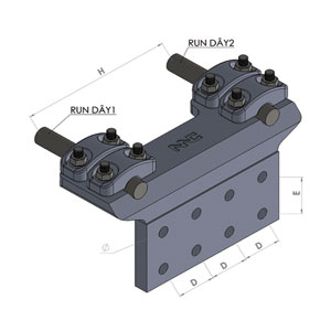 Đầu nối dây vuông góc bắt 2 dây và cực thiết bị 8 lỗ nắp rời