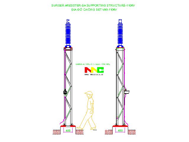 Trụ đỡ chống sét van 110Kv Thép V