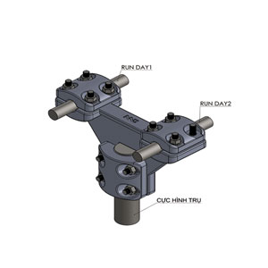 Đầu nối dây rẽ nhánh bắt 2 dây ra cực thiết bị hình trụ vuông góc nắp liền