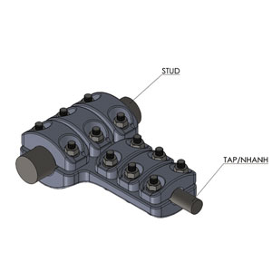 Đầu nối dây rẽ nhánh bắt 1 dây và cực thiết bị hình trụ 3 nắp